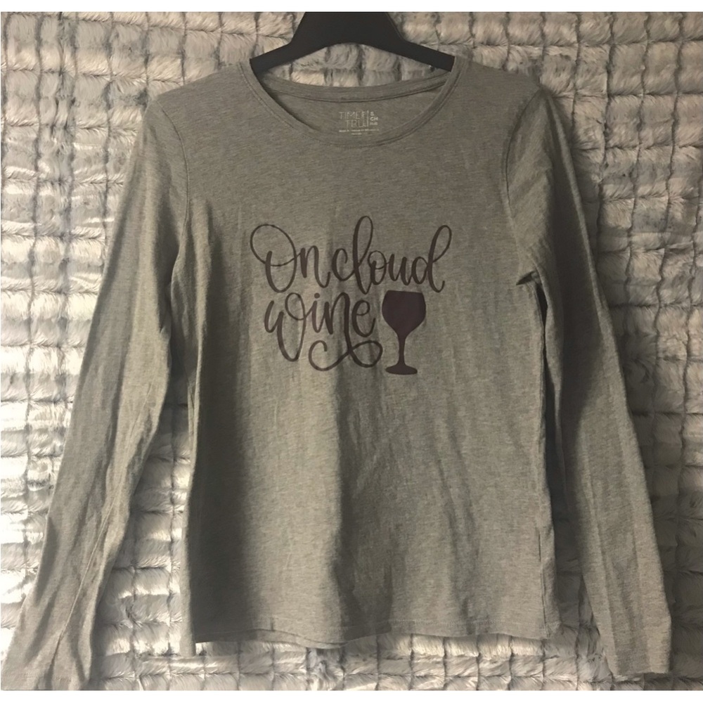 Gray Long‎ Sleeve Tee ‘On Cloud Wine' Shirt